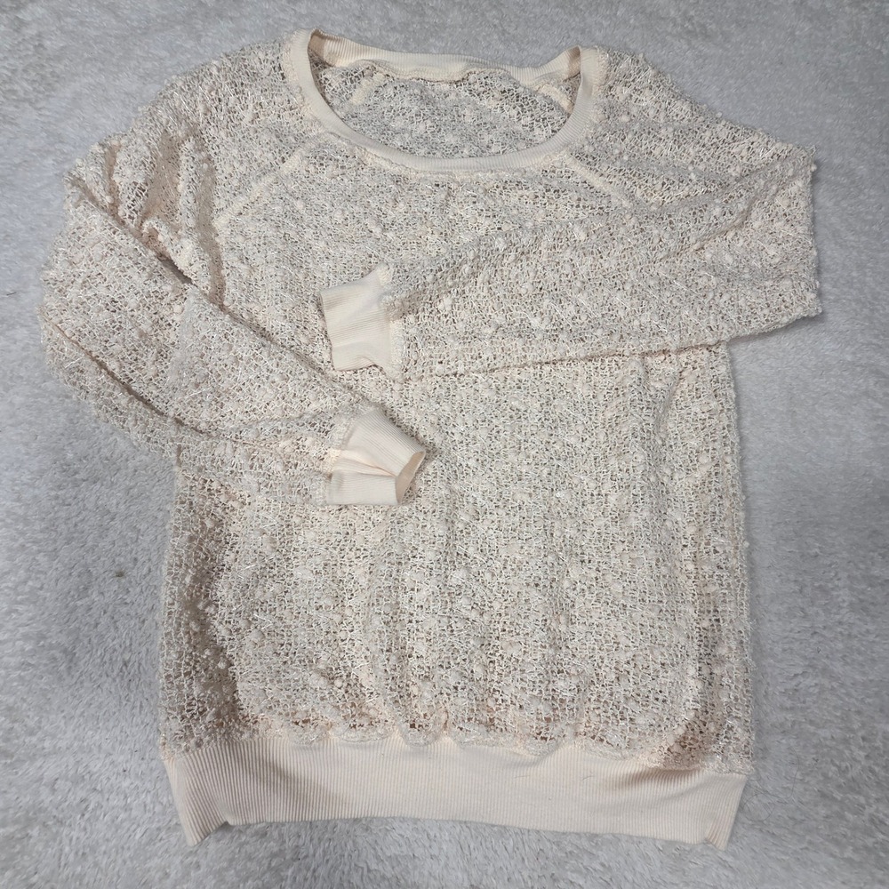 Unbranded Open Knit Sweater Women Medium Cream Good Textured Boho Fairycore - Picture 1 of 8